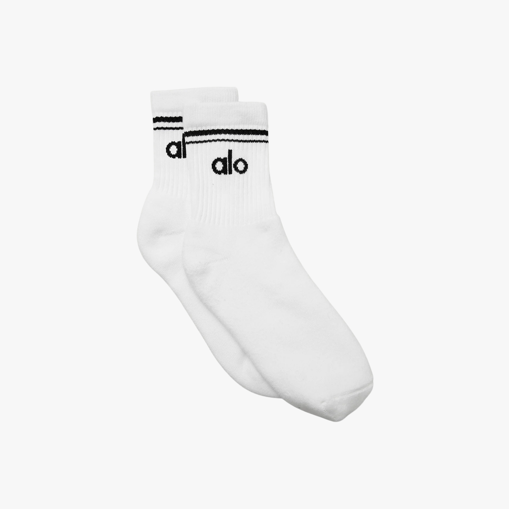 Alo Yoga Unisex Half-Crew Throwback Sock White