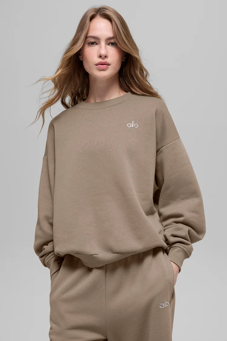 Alo Accolade Crew Neck Pullover Gravel